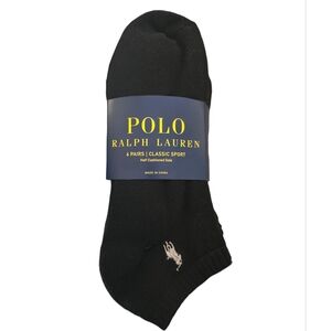 POLO Ralph Lauren Socks 6 Pairs Classic Sport Black Shoe Size 6-12.5